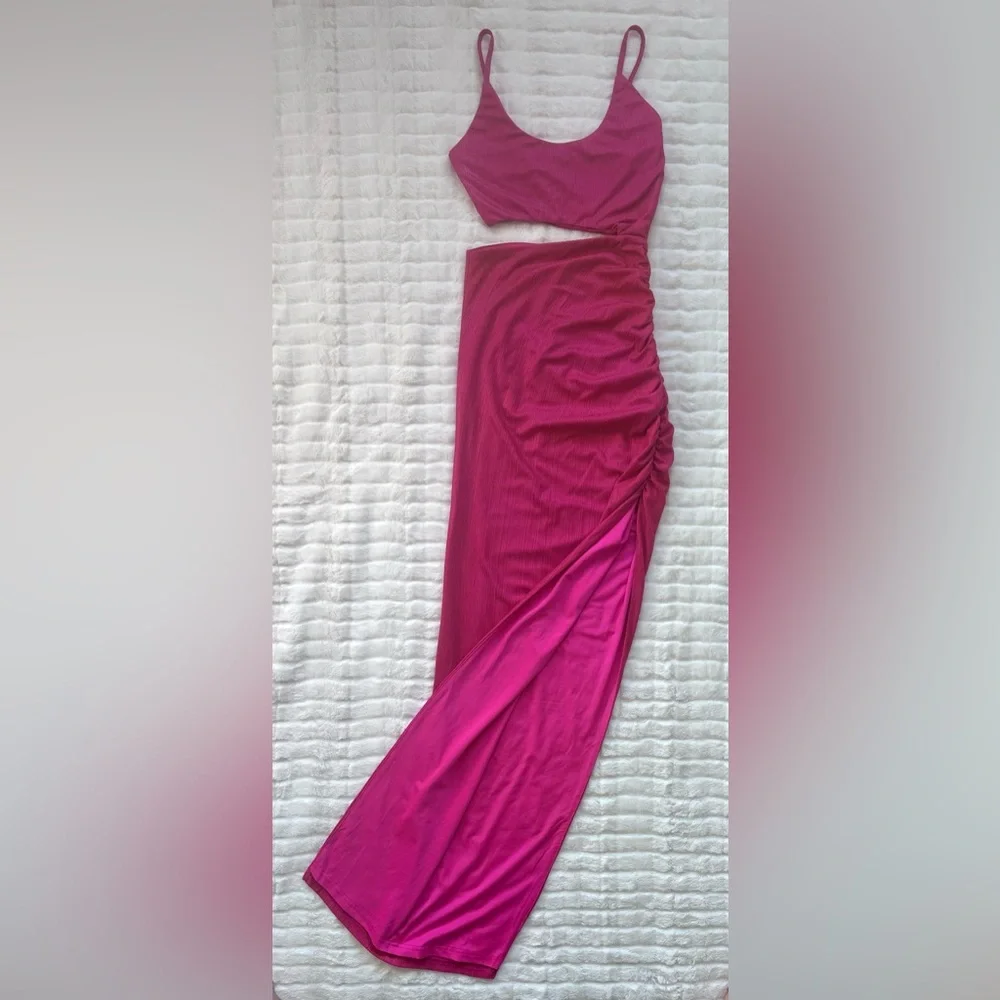 Hot Pink Cut Out Dress - Picture 5 of 12